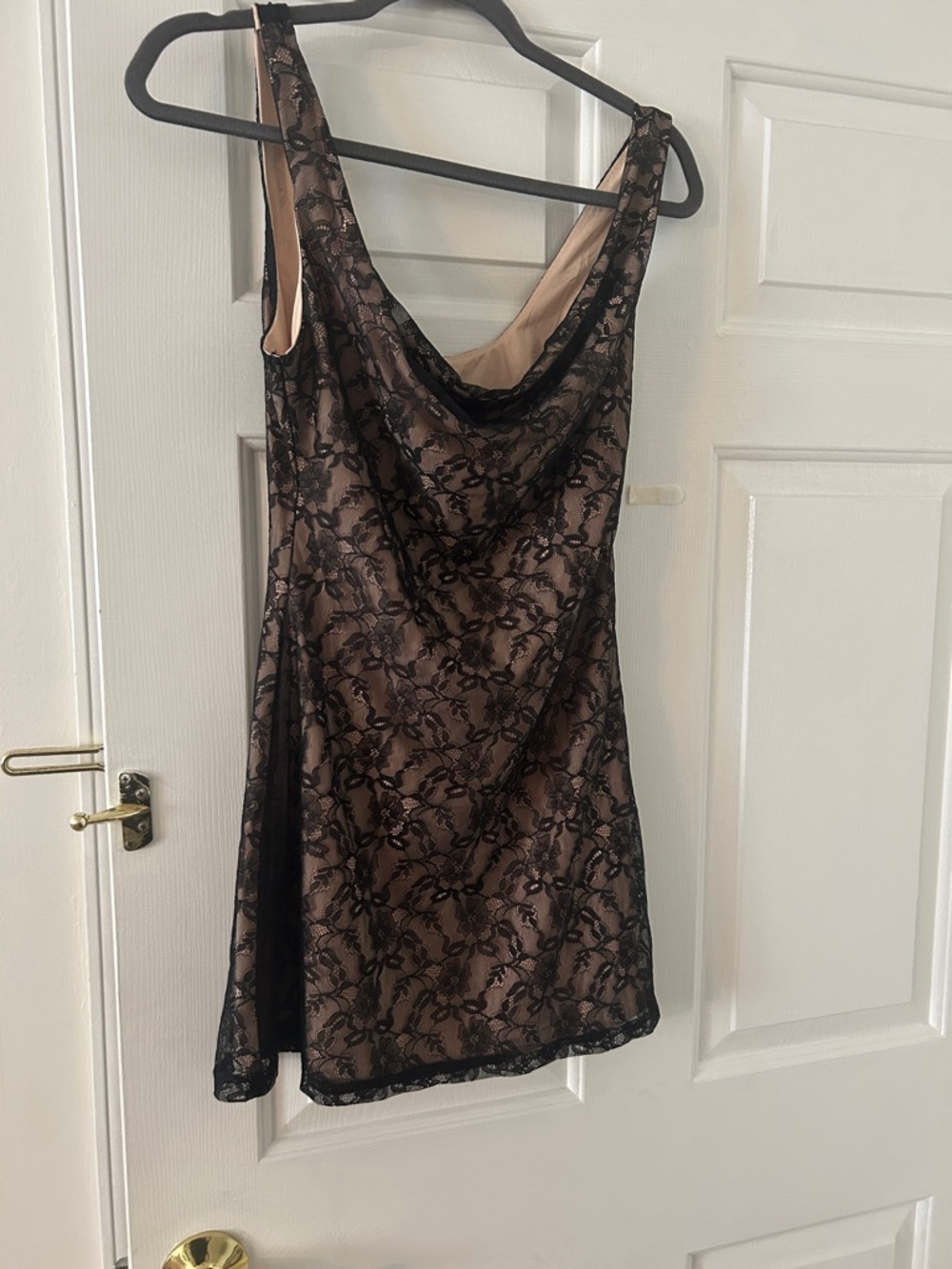 Princess Polly Black Lace Overlay Nude Slip Dress